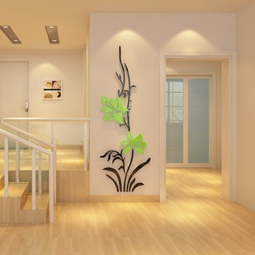 蘭花玄關亞克力3d立體墻貼客廳臥室書房裝飾貼畫自粘背景墻豎版