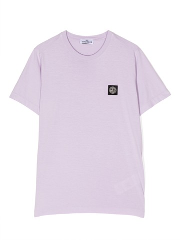 Stone Island Junior - logo-patch cotton T-shirt - kids - Cotton - 14 yrs - Purple