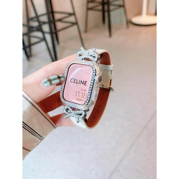 《台灣出貨》適用 APPLE WATCH 蝴蝶拼皮圓尾錶帶 真皮錶帶 S11 S10 SE 46mm 45mm 女士錶帶