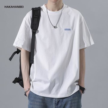 白色t恤男夏季薄款五分袖上衣日系復古潮牌短袖體恤男士半袖體恤