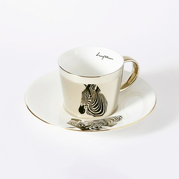 Luycho｜鏡面倒影動物圖案咖啡杯-斑馬