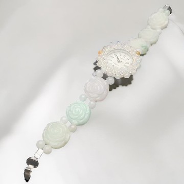 翡翠牡丹花設計款手錶 | 天然緬甸玉翡翠A貨 | 送禮