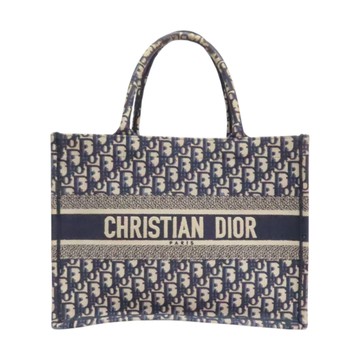 Dior 迪奧 藍色 Oblique 緹花帆布 Book Tote 中型 托特包 手提包 【二手名牌BRAND OFF】