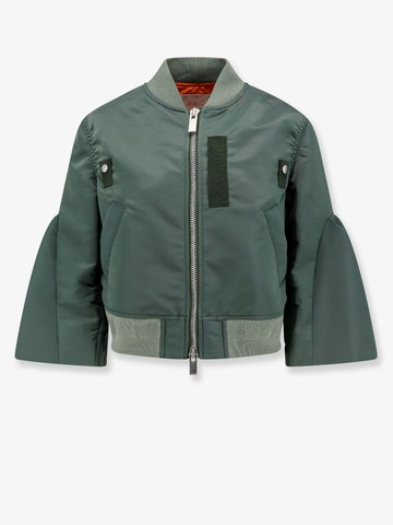 Crop fit nylon jacket with flard sleeves - SACAI - gender_Woman