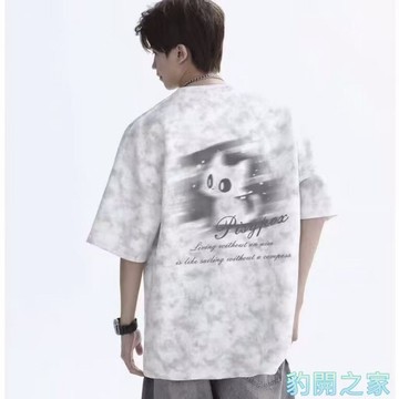 【豹開之家】美式復古潮牌索羅那扎染短袖t恤男 夏季衣服 短袖上衣 五分袖 短t 印花t 休閒t恤 男女同款上衣G63