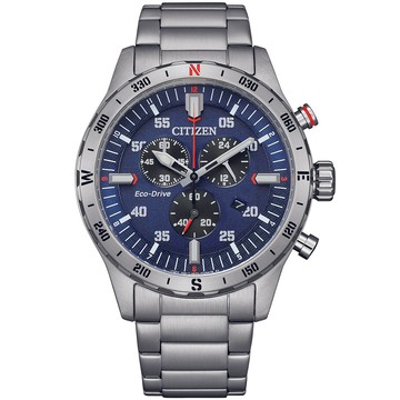 CITIZEN 星辰 聖誕節推薦款光動能計時手錶-藍 AT2520-89L