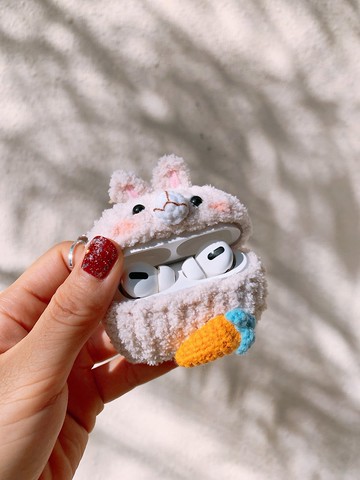 手工原創兔子耳機套鉤織禮物耳機套蘋果無線耳機AirPods Pro