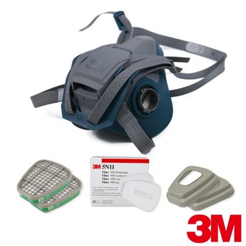 3M 6502QL快速穿戴防毒面具x氨氣濾毒罐套組(6004濾毒罐+5N11濾棉+501濾蓋)