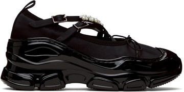 Simone Rocha 黑色 Beaded Tracker 芭蕾鞋