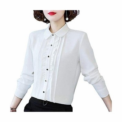 オフィス シャツブラウス 長袖 白 ブラウス レディース カジュアル トップス フリル ワイシャツ 春 秋 厚手 無地 上品 通販 Lineポイント最大get Lineショッピング