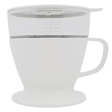 OXO 聰明花灑手沖杯  自動花灑壺可精準控制水量  咖啡渣能均勻分配水分  適用於各尺寸杯  1個  白色