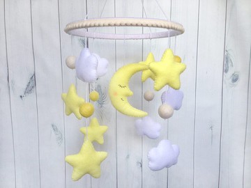 月亮星星移動 毛氈雲嬰兒移動 托兒所裝飾 嬰兒床移動 嬰兒床裝飾