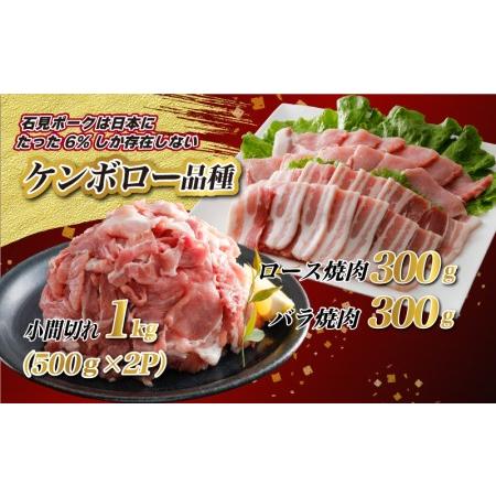 ふるさと納税 豚肉  石見ポーク焼肉・小間切れセット合計1.6kg（ロース焼肉300g・バラ焼肉300g・小間切れ500g×2） 島根県邑南町