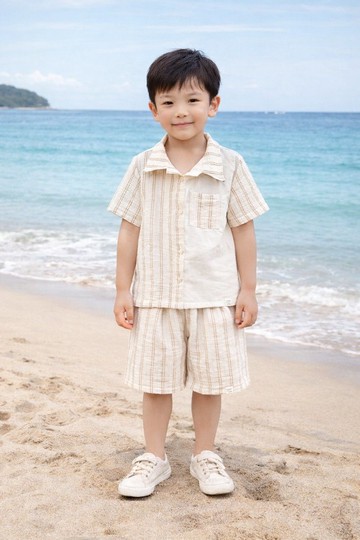 夏威夷襯衫短褲兒童套裝 男女童皆可穿著