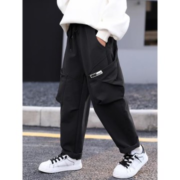 男童春季褲子兒童春秋黑色運動長褲2025新款中大童春裝工裝褲潮牌