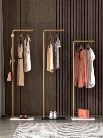 巖板衣帽架臥室落地衣架輕奢大理石掛衣架客廳現代金屬衣服收納架