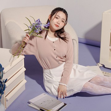 假兩件撞色排釦針織上衣 MISS