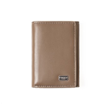 【FREED】極潤頭層納帕(Nappa)真皮三折短夾-沙丘棕 聖誕禮物客製
