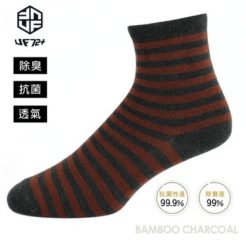 [UF72] elf除臭竹炭高效斑馬休閒襪UF5311-橘深灰22-24
