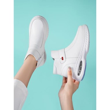 鉆娜護士鞋女氣墊加絨軟底冬季棉鞋舒適不累腳秋冬款透氣白色短靴