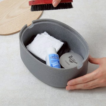 砂岩淺型橢圓形收納盒(大)-多色可選 沙灰