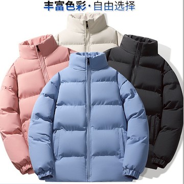 情侶鋪棉外套大尺碼立領棉服外套女麵包外套防風防水保暖厚外套加絨加厚棉衣寬鬆運動休閒禦寒工作純色外套保暖衣夾克風衣青少年