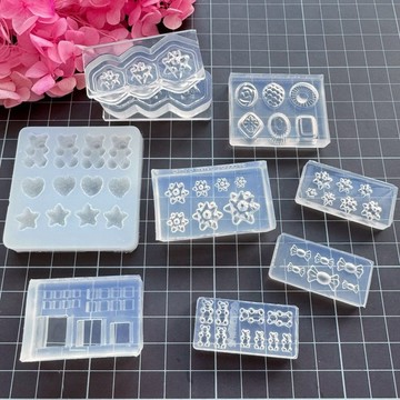 diy 迷你 微縮 食玩 小糖果 金平糖 磨砂 星星 愛心 小熊 軟糖 方糖 硅膠模具 水晶滴膠模具 翻糖模具 黏土工具