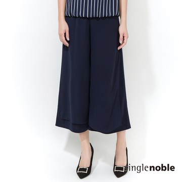 獨身貴族 高雅素色雙繩設計九分寬褲(1色)