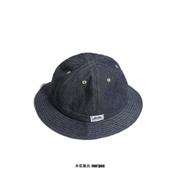 日系牛仔盆帽 復古丹寧牛仔漁夫帽男女通用款遮陽帽潮牌