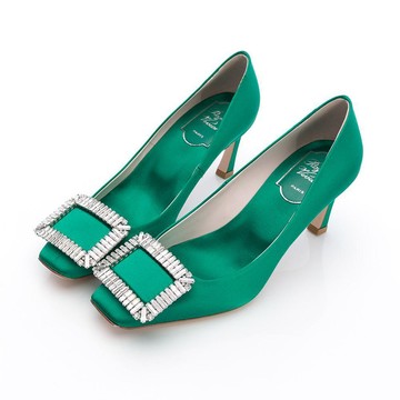 Roger Vivier Trompette Crystal 鑽扣高跟鞋(綠)