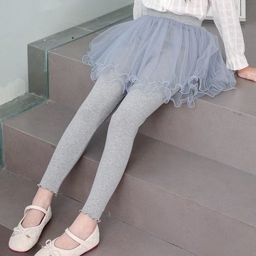 FANMOU - 假兩件捲邊紗褲裙-灰+藍