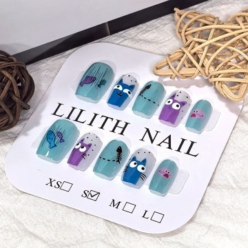 可隔日到貨！貓和魚 貓眼穿戴甲 可拆卸顯白百搭光療穿戴甲 美甲貼片 美甲穿戴甲  甲片 假指甲 指甲貼