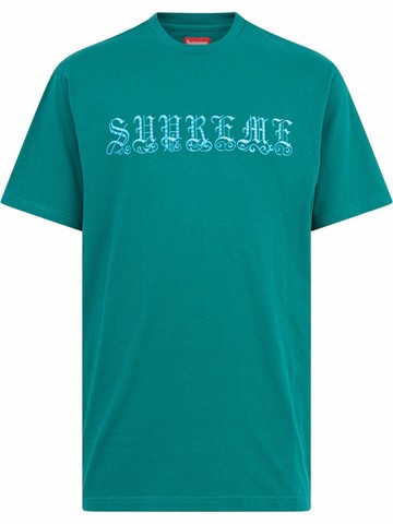 Supreme - Old English rhinestone-embellished T-shirt - unisex - Cotton - M - Green