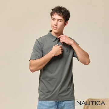 Nautica 官方旗艦 男裝 都會風吸濕快乾短袖POLO衫-藍色