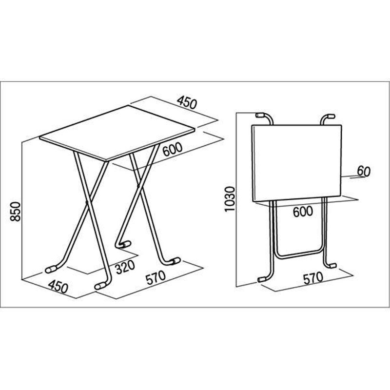 折りたたみハイテーブル 〔角型 ダークブラウン×シルバー〕 幅60cm