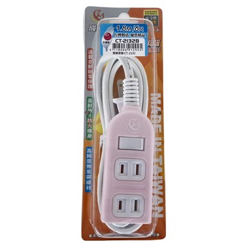 CENTENARY 成電牌 超值型 3 + 1座 2P延長線 CT-2132B 1.8M 過載自動斷電保護 高耐熱 防火機身  粉色  1個