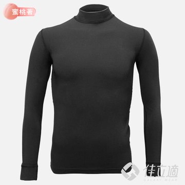 佳立適-升溫蓄熱保暖衣-石墨烯系列-蜜桃著素面-男半高領-黑色(採用3M吸濕快排)