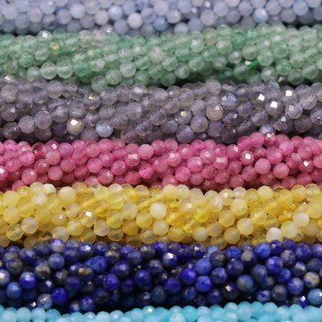 KS--258-碧璽水晶石榴石海藍寶紅紋切面3mm散珠DIY流蘇小圓珠配件材料