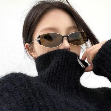 窄框貓眼墨鏡韓版不規則摩登復古太陽眼鏡高級感方圓臉顯瘦太陽鏡