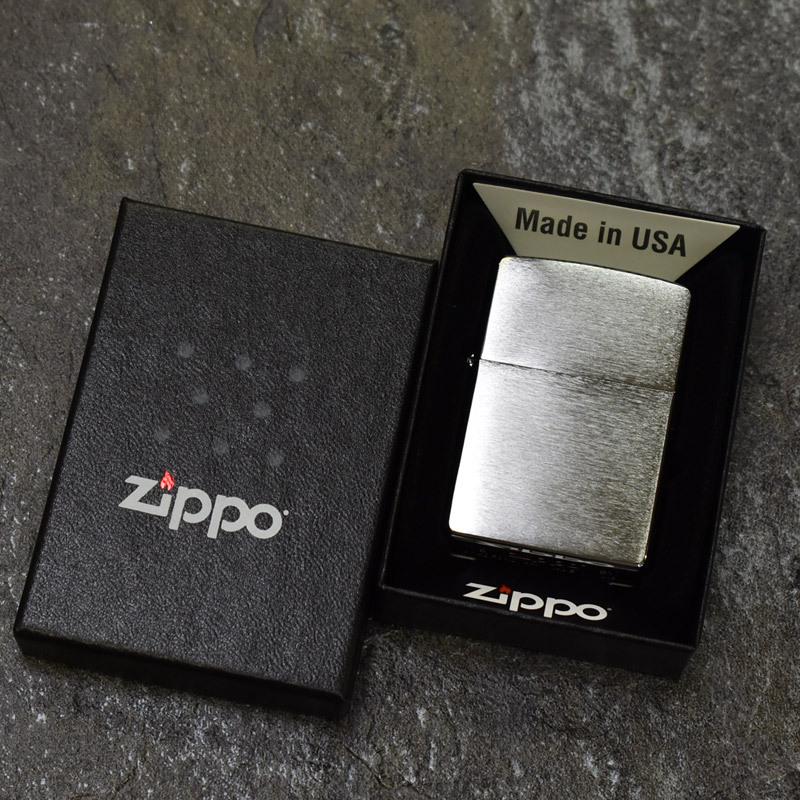 名入れ無料 ZIPPO ジッポライター BRUSHED CHROME(クローム サテーナ) 無地 ジッポー ライター レギュラー #200 プレゼント