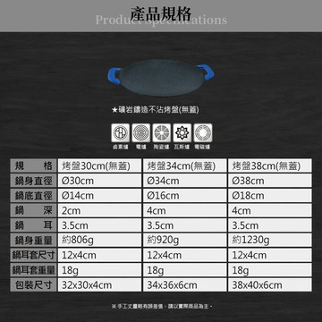 MIYACO 礦岩鑄造不沾圓形烤盤30cm(無蓋)