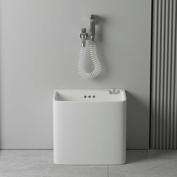 高35CM方形款拖把池家用拖布池陽臺衛生間落地陶瓷水槽池洗墩布盆 b8031