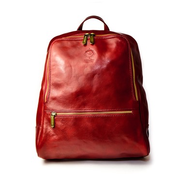 Manufactus 義大利手工真皮後背包 - 紅色