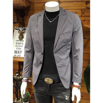 歐洲站休閑西服男新款商務西裝男士青年韓版修身春秋薄款單西外套