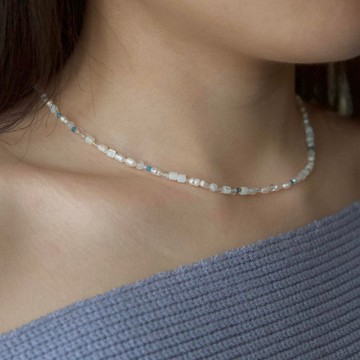 心之歸屬 月光石 藍磷灰石 珍珠項鍊