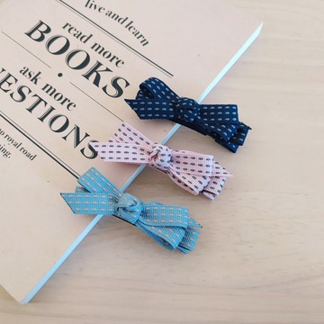 質感三跳線緞帶髮夾 3色