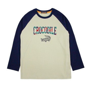 Crocodile Junior小鱷魚童裝-LOGO印圖拉克蘭袖T恤- U66414-05 大碼版