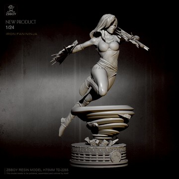 全高75mm YUFAN改制 旋風鐵扇女俠 樹脂兵人(白模) TD-2265