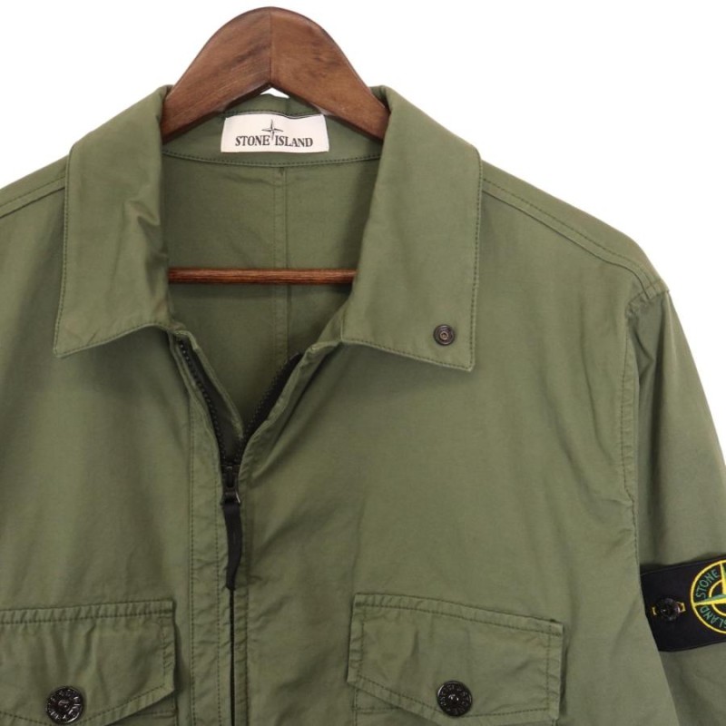 STONE ISLAND ストーンアイランド 21AW 751510610 カーキ ジップアップワークジャケット カーキ L ジャケット コットン  メンズ 中古 | LINEブランドカタログ