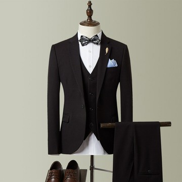 男士黑西裝套裝韓版修身青年扣西服商務正裝休閑職業男裝E18E18鑫弘-錦衣華服